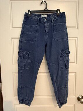 Free People Platoon blue denim cargo jogger pants